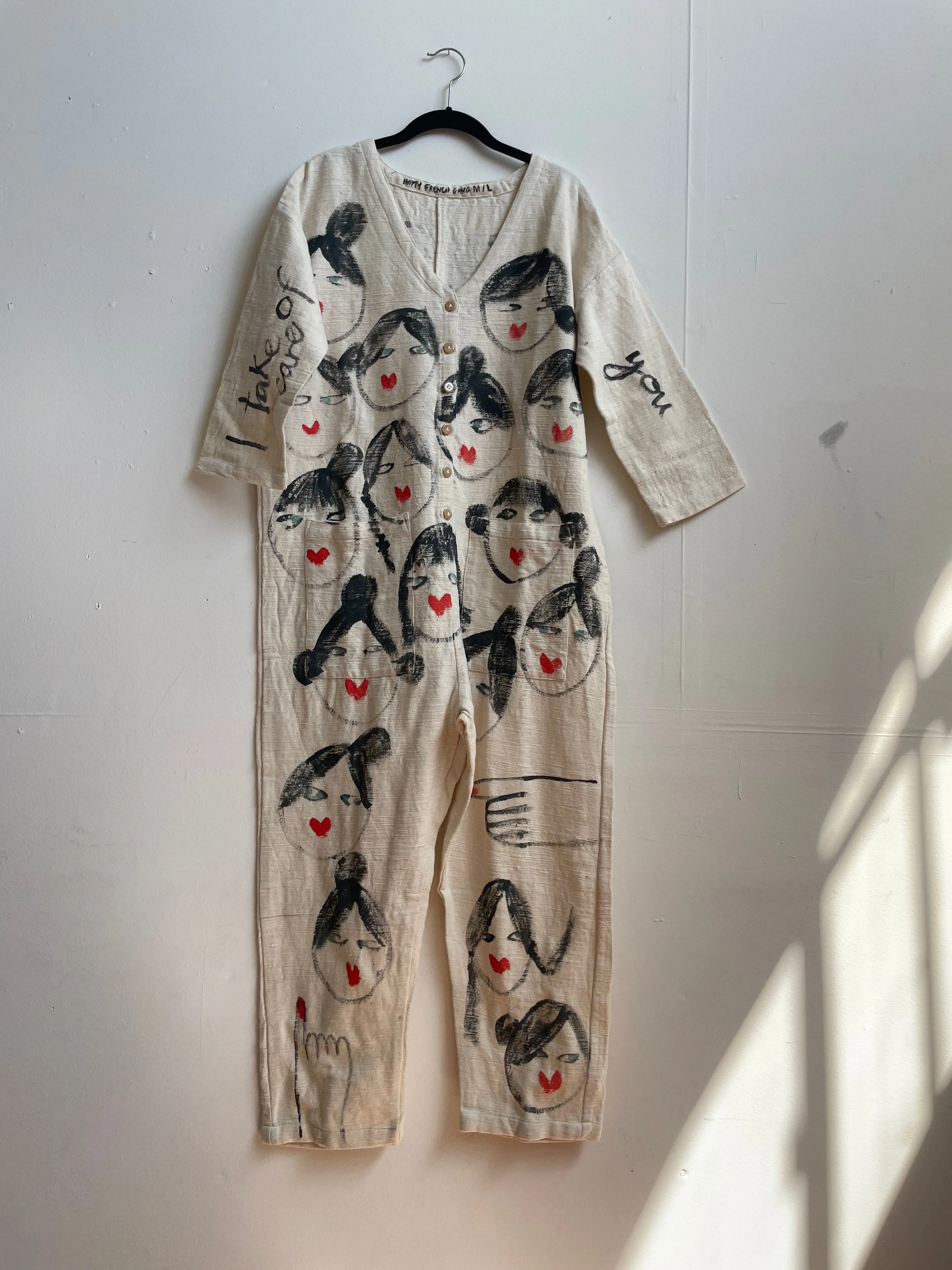 #74 Hand-painted Textured Jumpsuit M/L