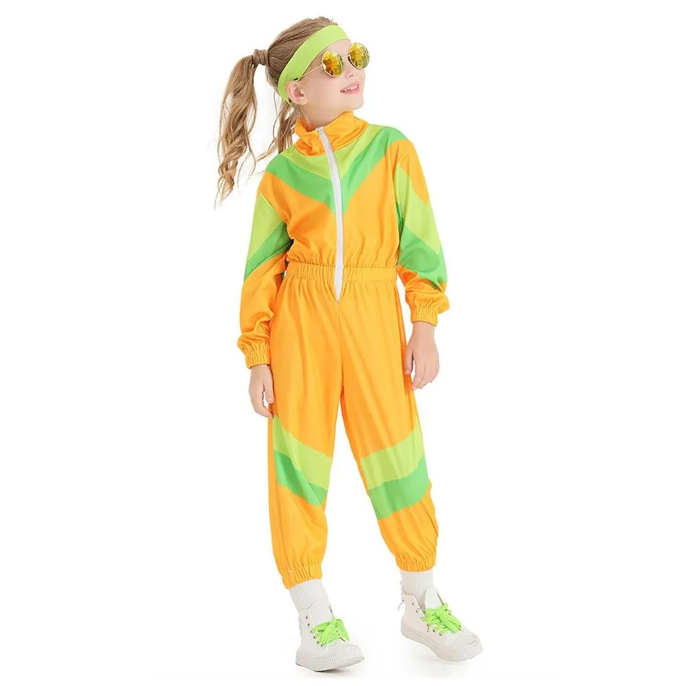 80s Retro Disco Costumes Cosplay Halloween Jumpsuit Outfit For Kids