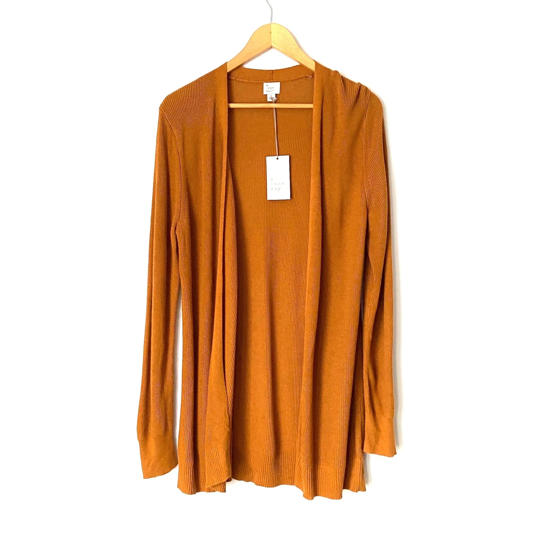 A New Day Rust Open Knit Cardigan NWT- Size L