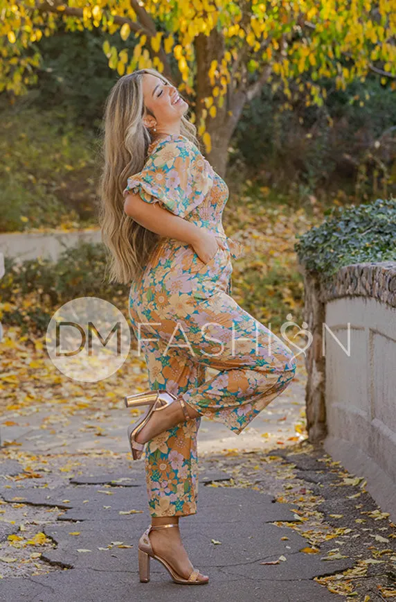 Aberdeen Retro Floral Jumpsuit - DM Exclusive