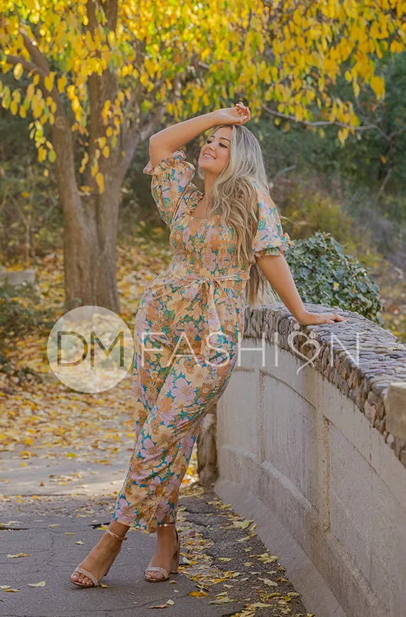 Aberdeen Retro Floral Jumpsuit - DM Exclusive