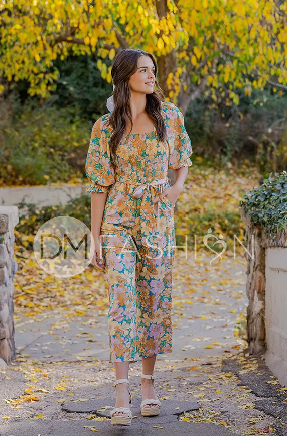 Aberdeen Retro Floral Jumpsuit - DM Exclusive