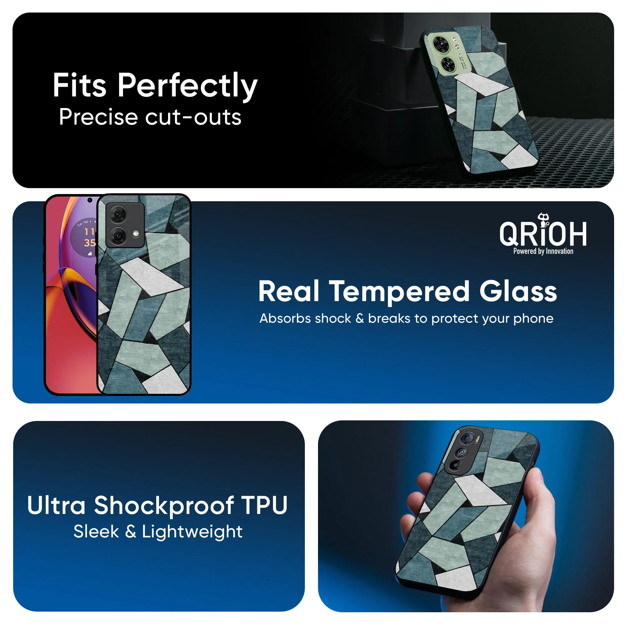 Abstact Tiles Glass Case for Motorola Edge 30 Ultra