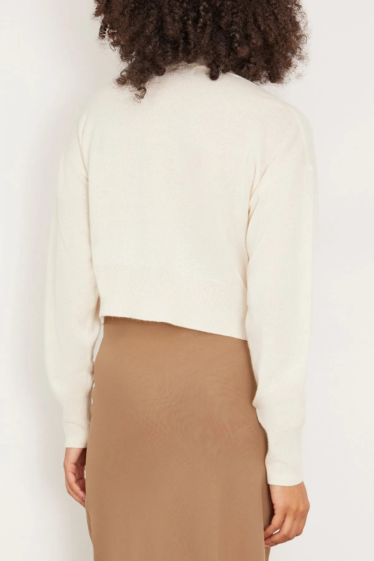 Adele Cropped V-Neck Cardigan in Gardenia