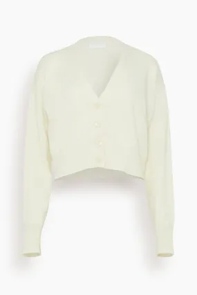 Adele Cropped V-Neck Cardigan in Gardenia