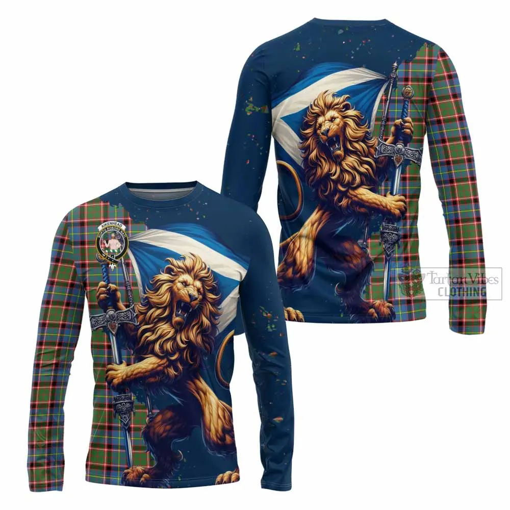 Aikenhead Tartan Family Crest Long Sleeve T-Shirt with Scottish Majestic Lion