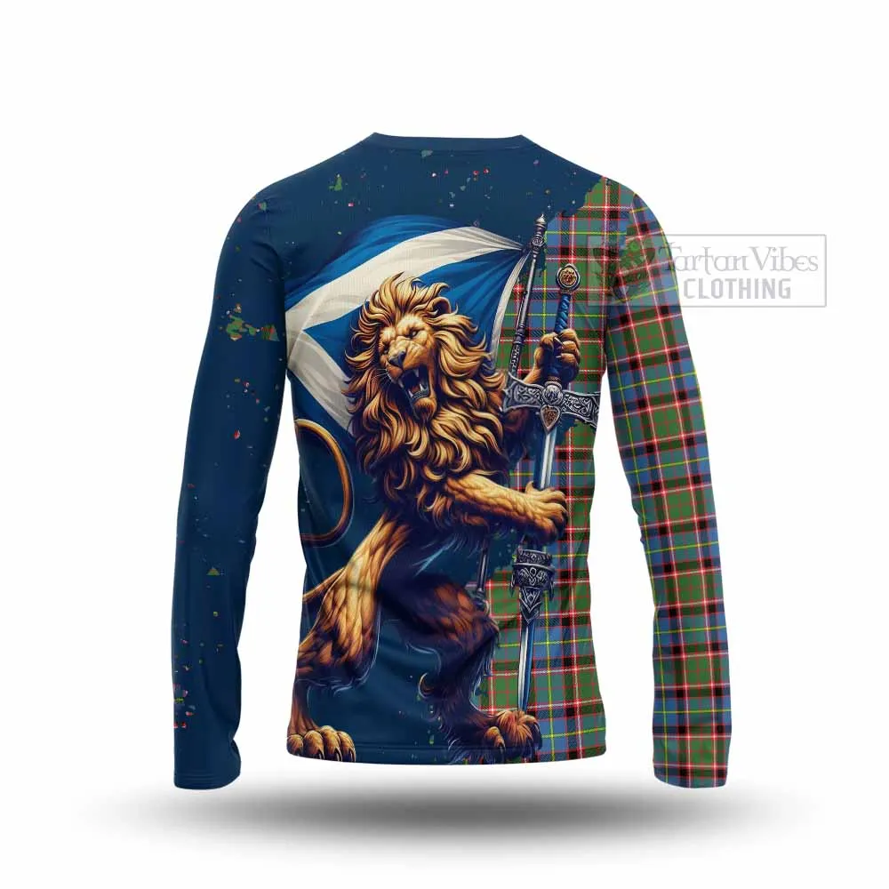 Aikenhead Tartan Family Crest Long Sleeve T-Shirt with Scottish Majestic Lion