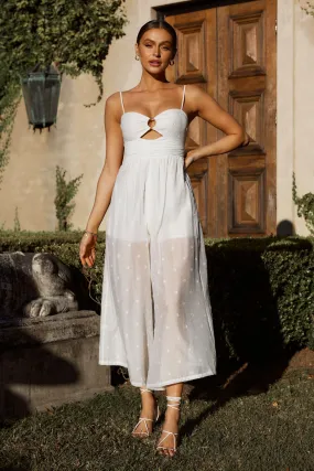 Alpha Cut-Out Bodice Textured Jumpsuit White