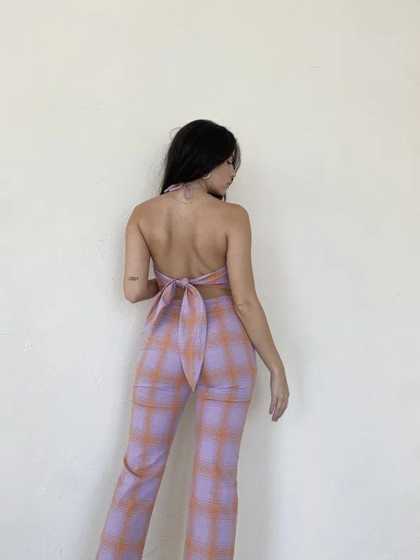 Anais Plaid Halter Jumpsuit Lavender