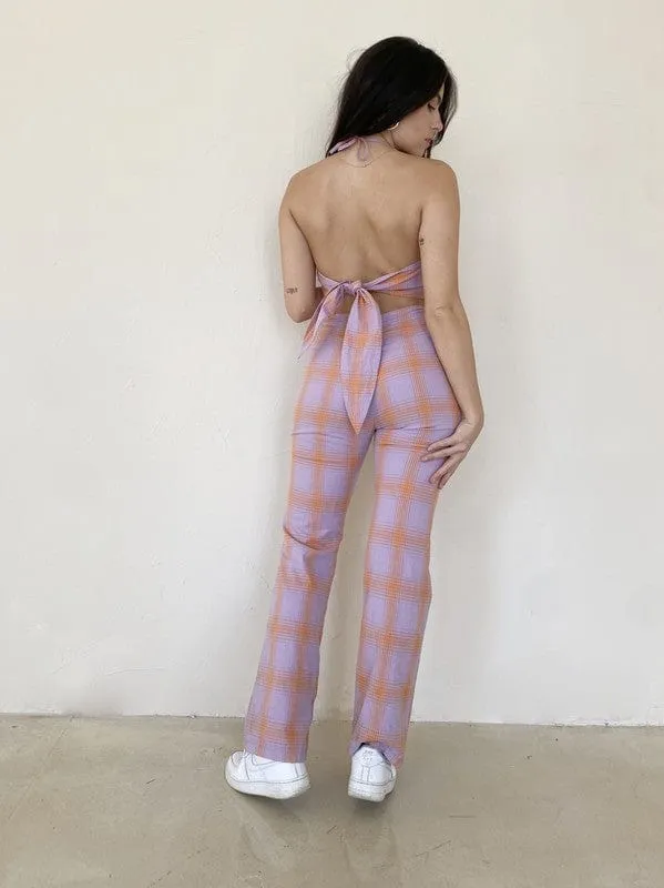 Anais Plaid Halter Jumpsuit Lavender