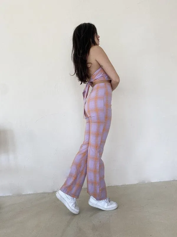 Anais Plaid Halter Jumpsuit Lavender