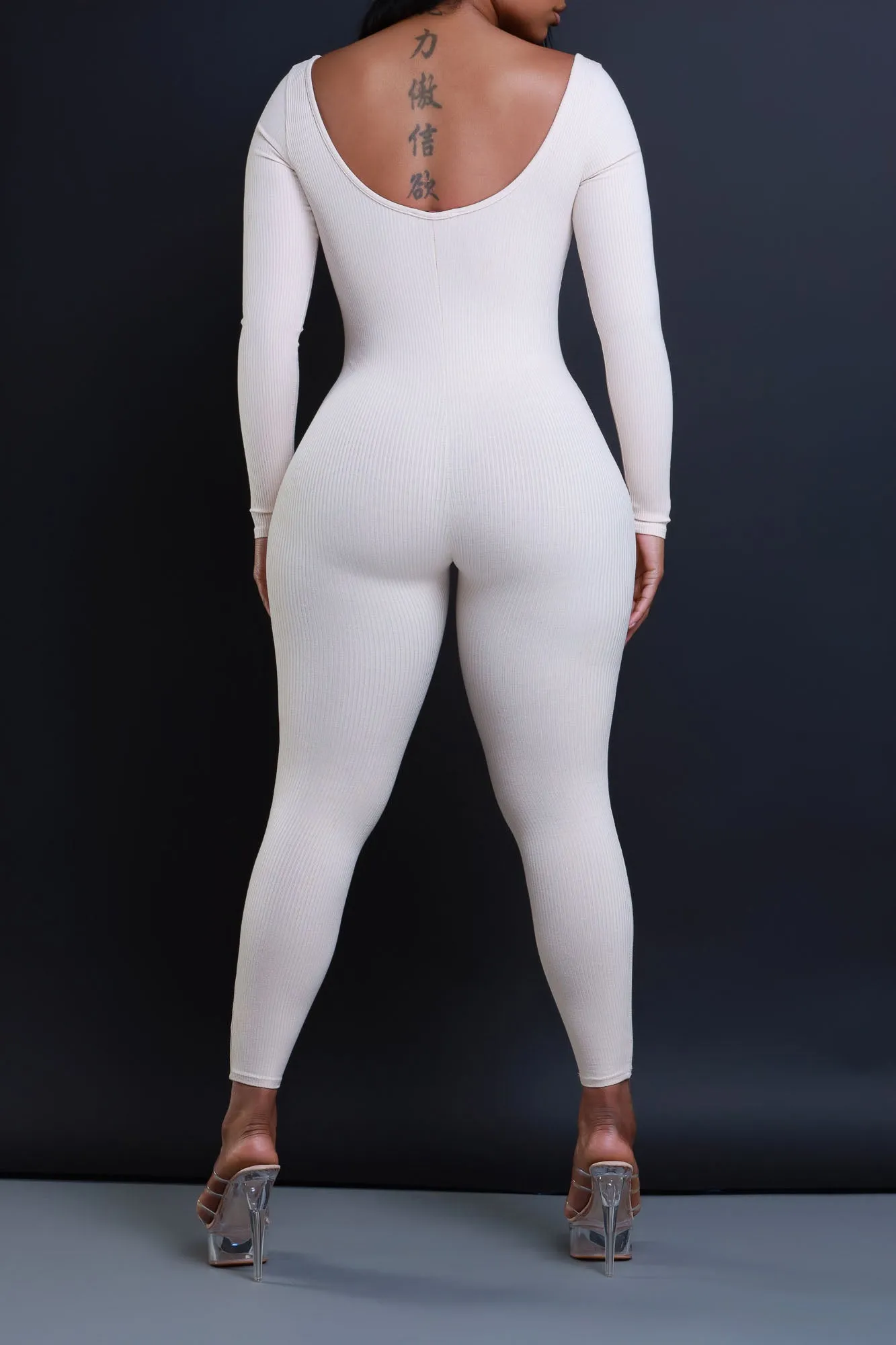 Anti-Hero Open Back Cellulite Deleter Jumpsuit - Cream