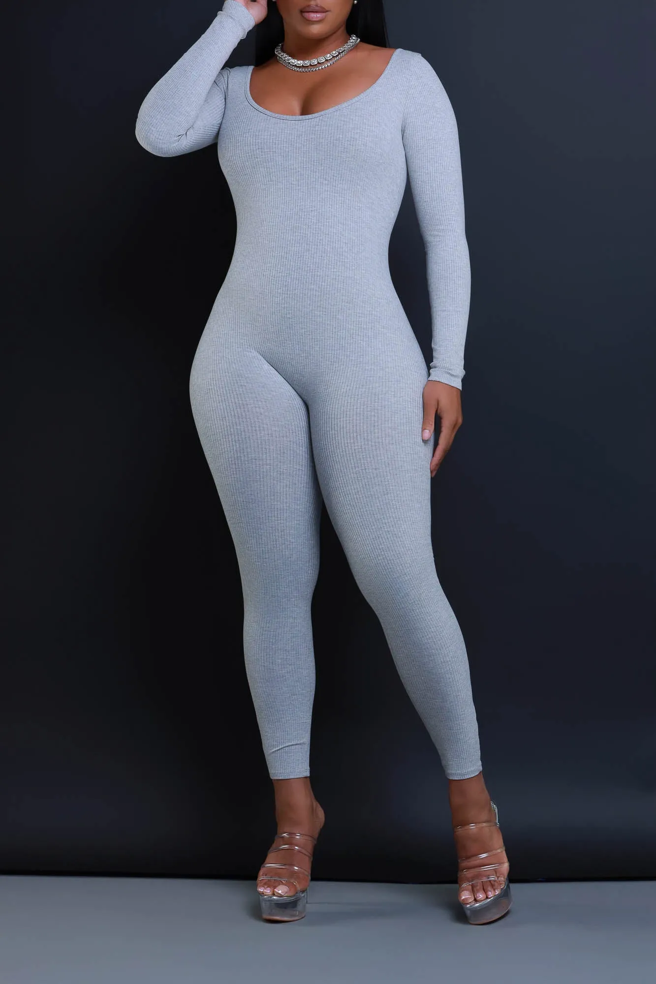 Anti-Hero Open Back Cellulite Deleter Jumpsuit - Heather Grey