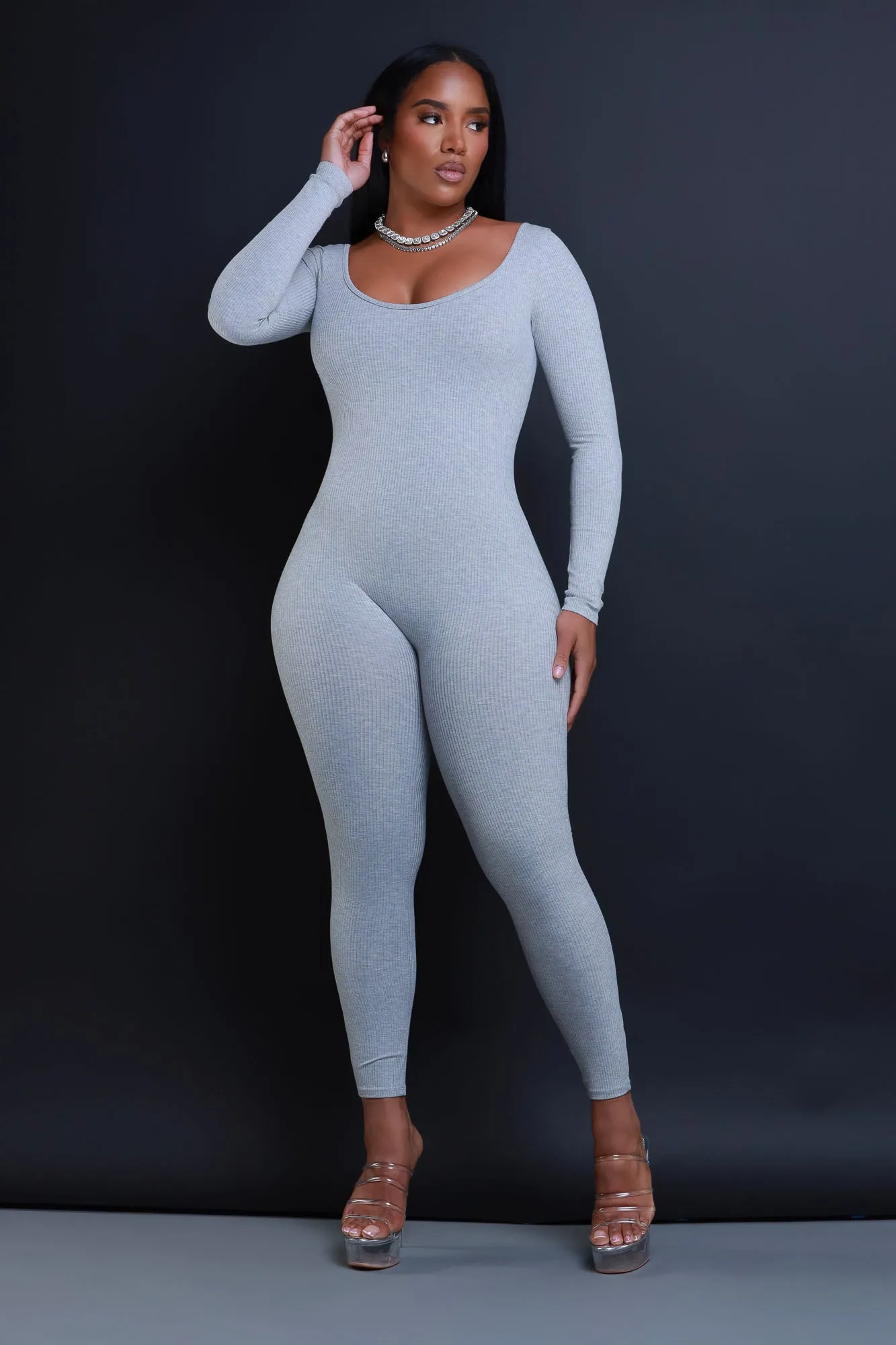 Anti-Hero Open Back Cellulite Deleter Jumpsuit - Heather Grey