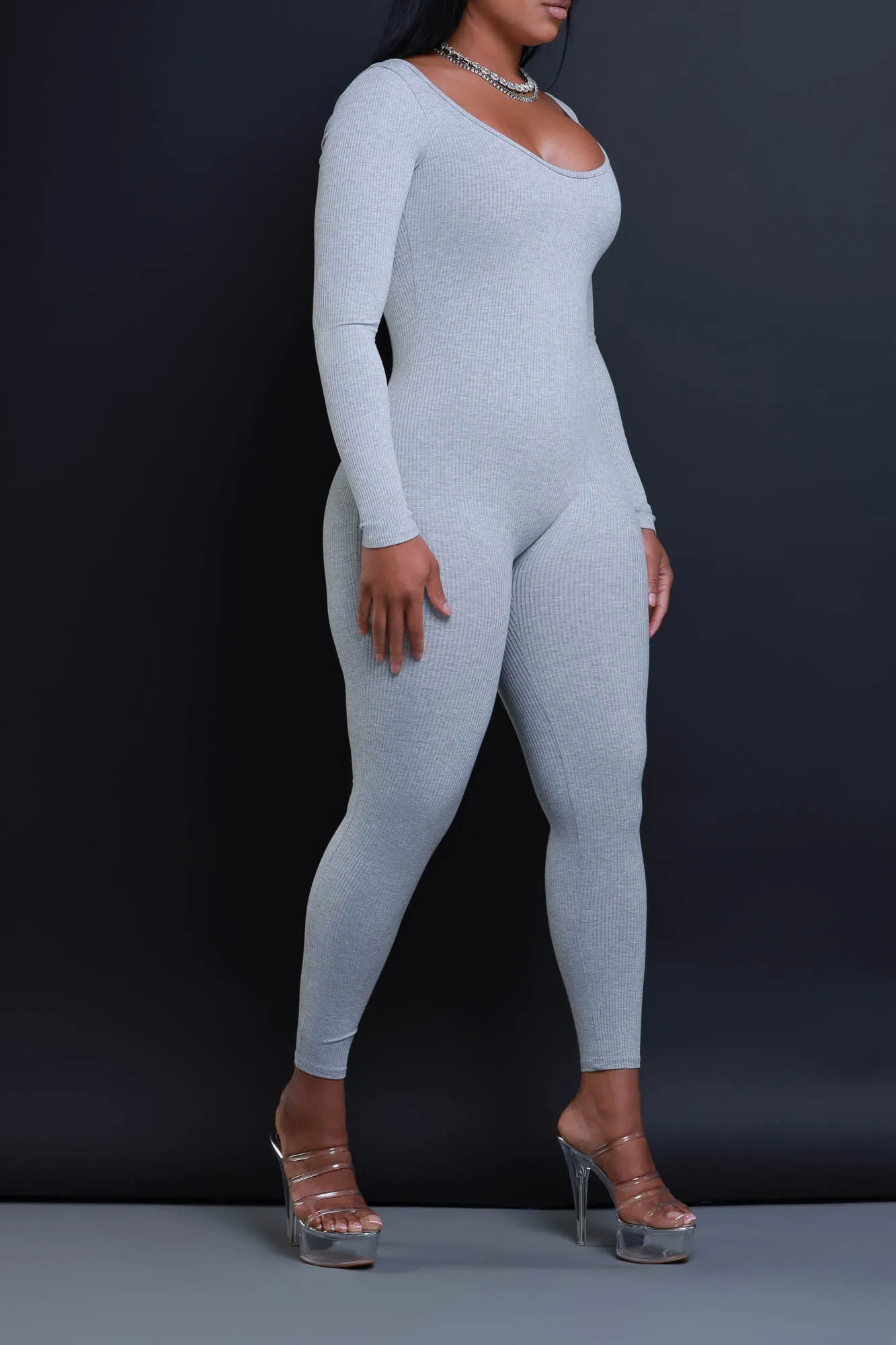 Anti-Hero Open Back Cellulite Deleter Jumpsuit - Heather Grey