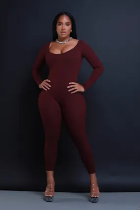 Anti-Hero Open Back Cellulite Deleter Jumpsuit - Raisin