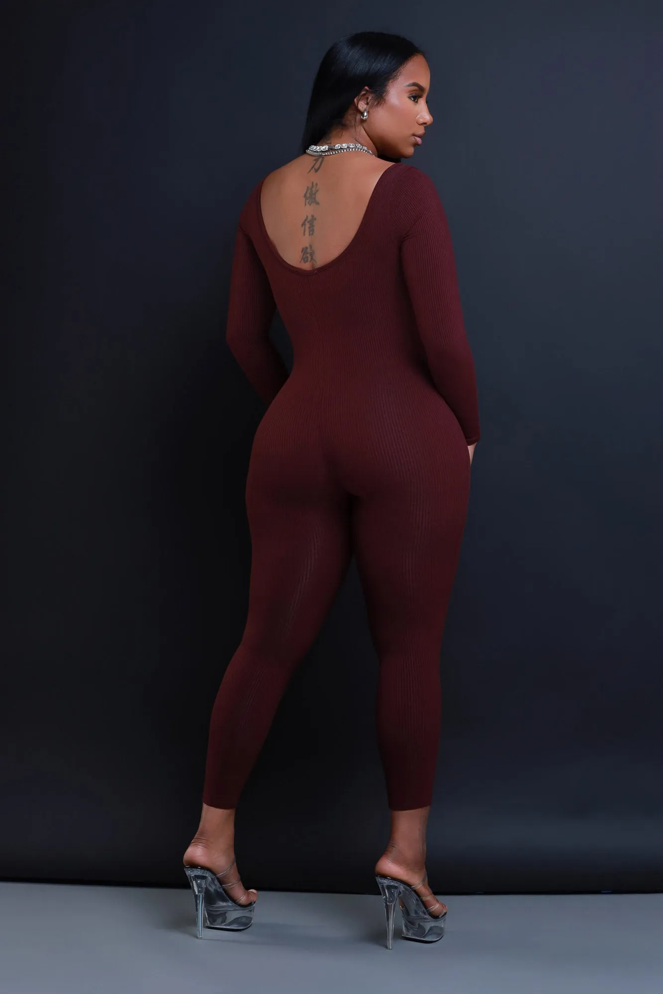 Anti-Hero Open Back Cellulite Deleter Jumpsuit - Raisin