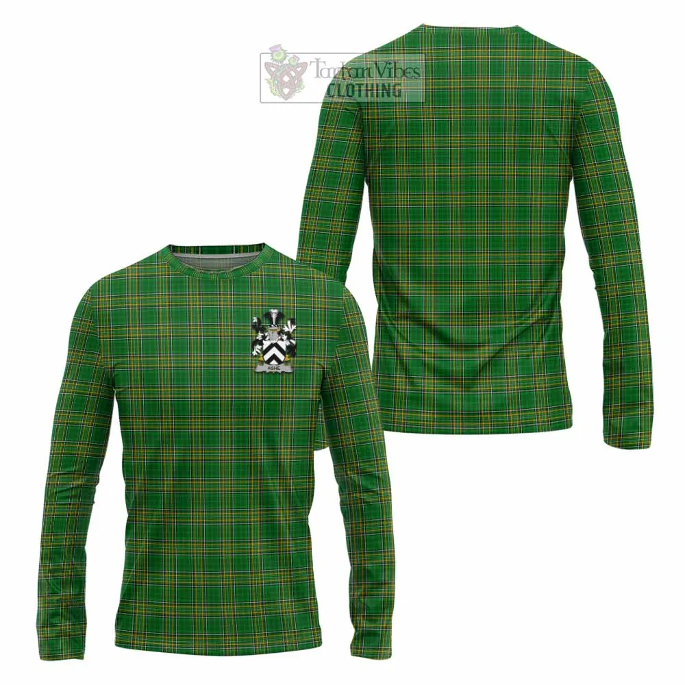 Ashe Irish Clan Tartan Long Sleeve T-Shirt with Coat of Arms