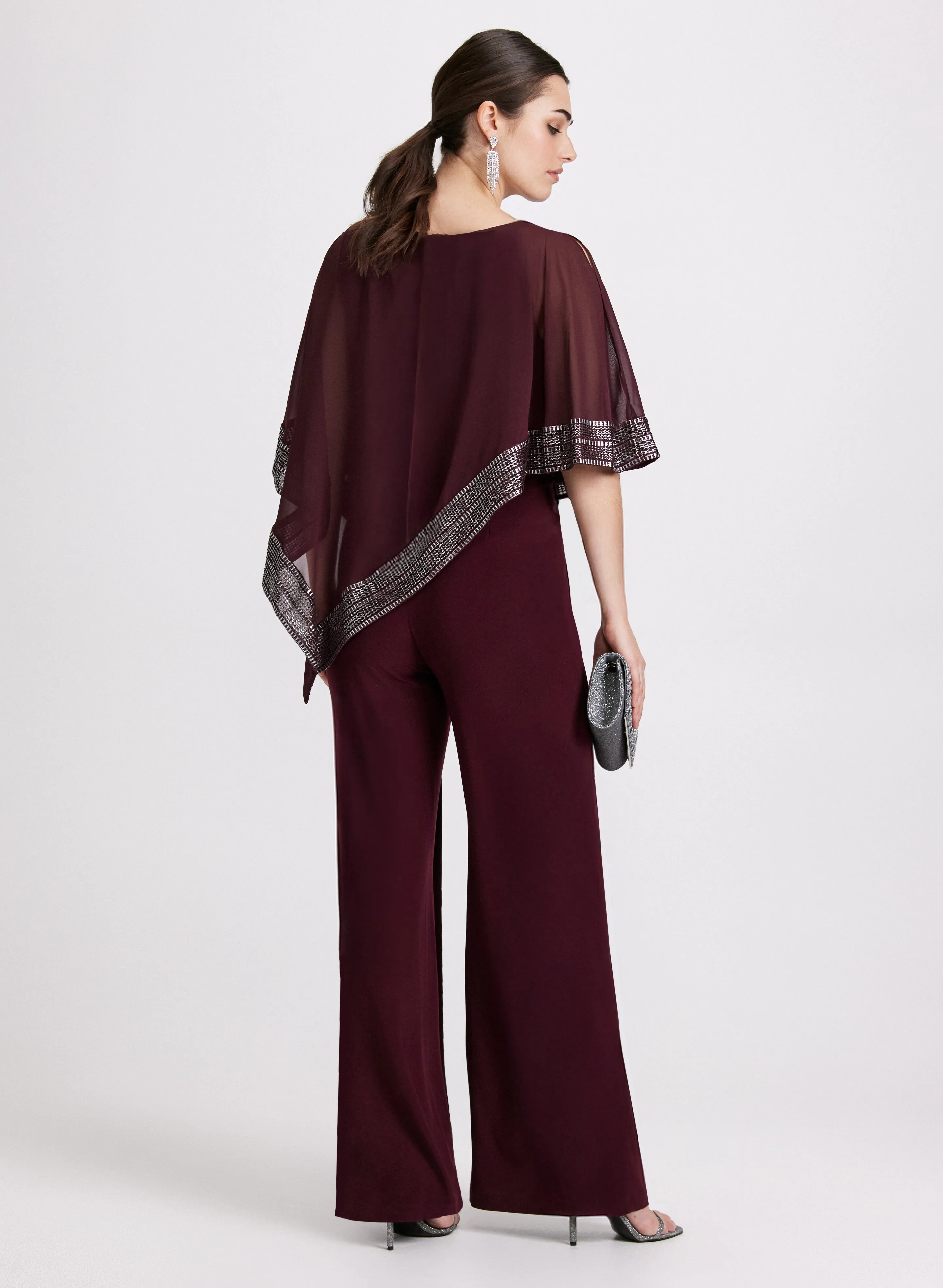 Asymmetric Cape Overlay Jumpsuit