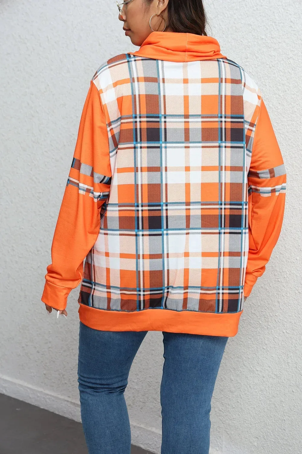 Autumn Glow Plaid Pullover Hoodie - Plus Size