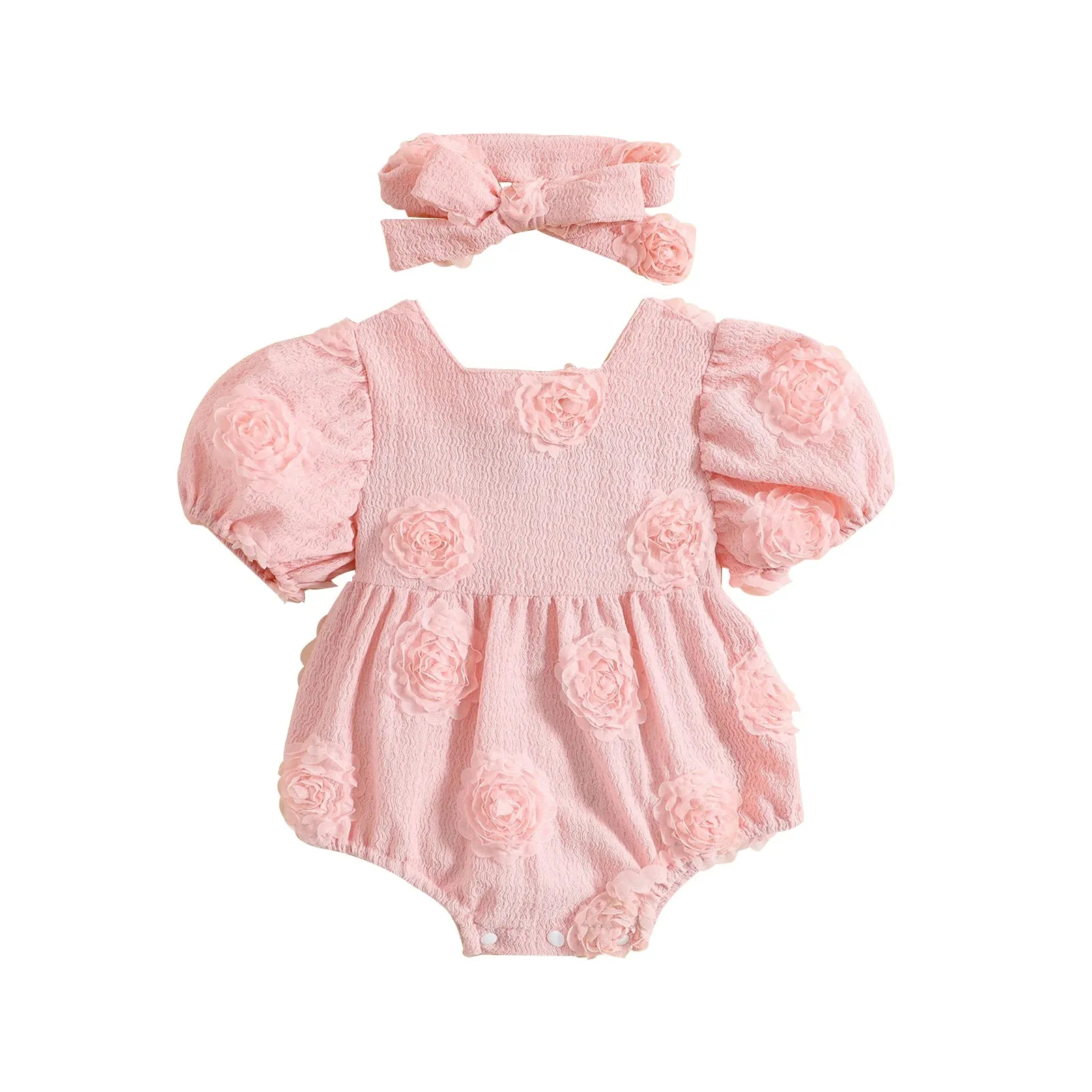 baby 0-24M Romper Princess Floral Puff Sleeve Jumpsuit