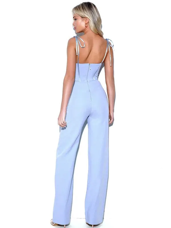 Baby Blue Satin Corset Jumpsuit