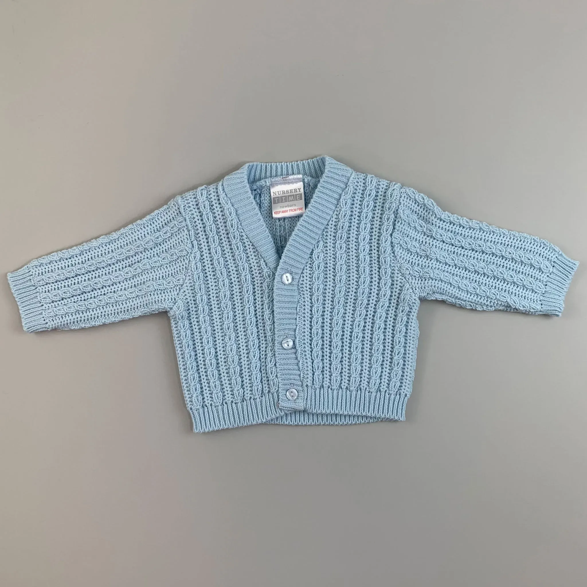 Baby Boys Cable Knitted Design Cardigan - Blue