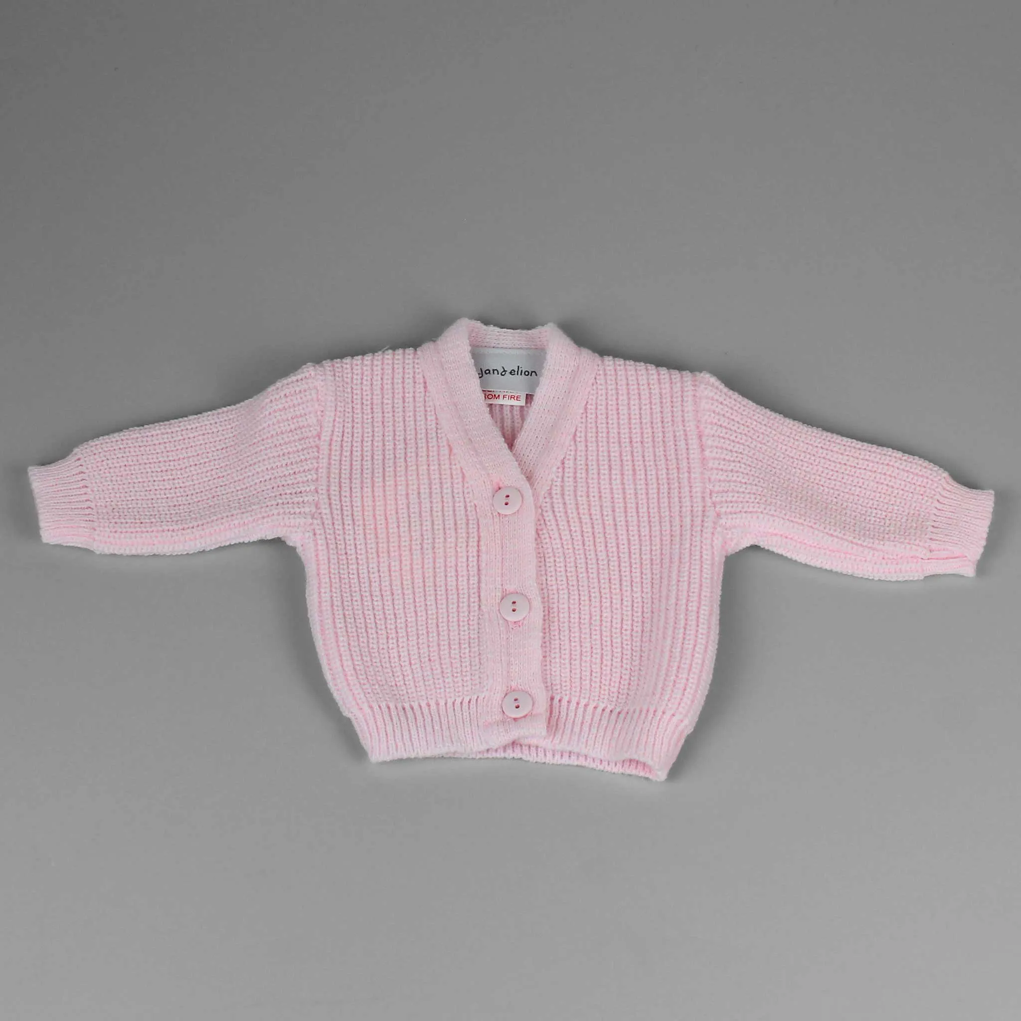 Baby Girls Ribbed Knitted Cardigan - Pink