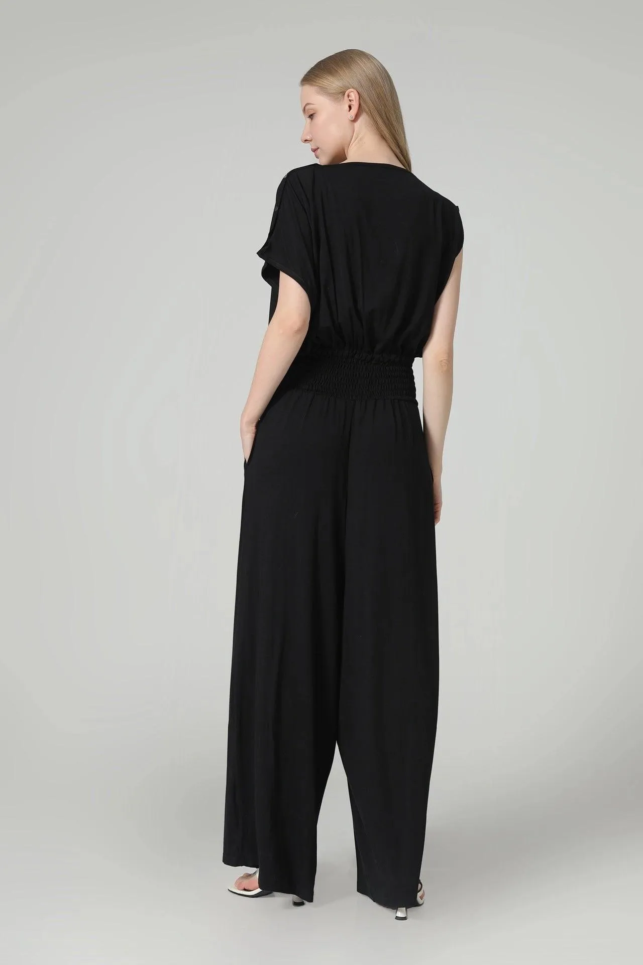 Bamboo Asymmetric Draped Jumpsuit