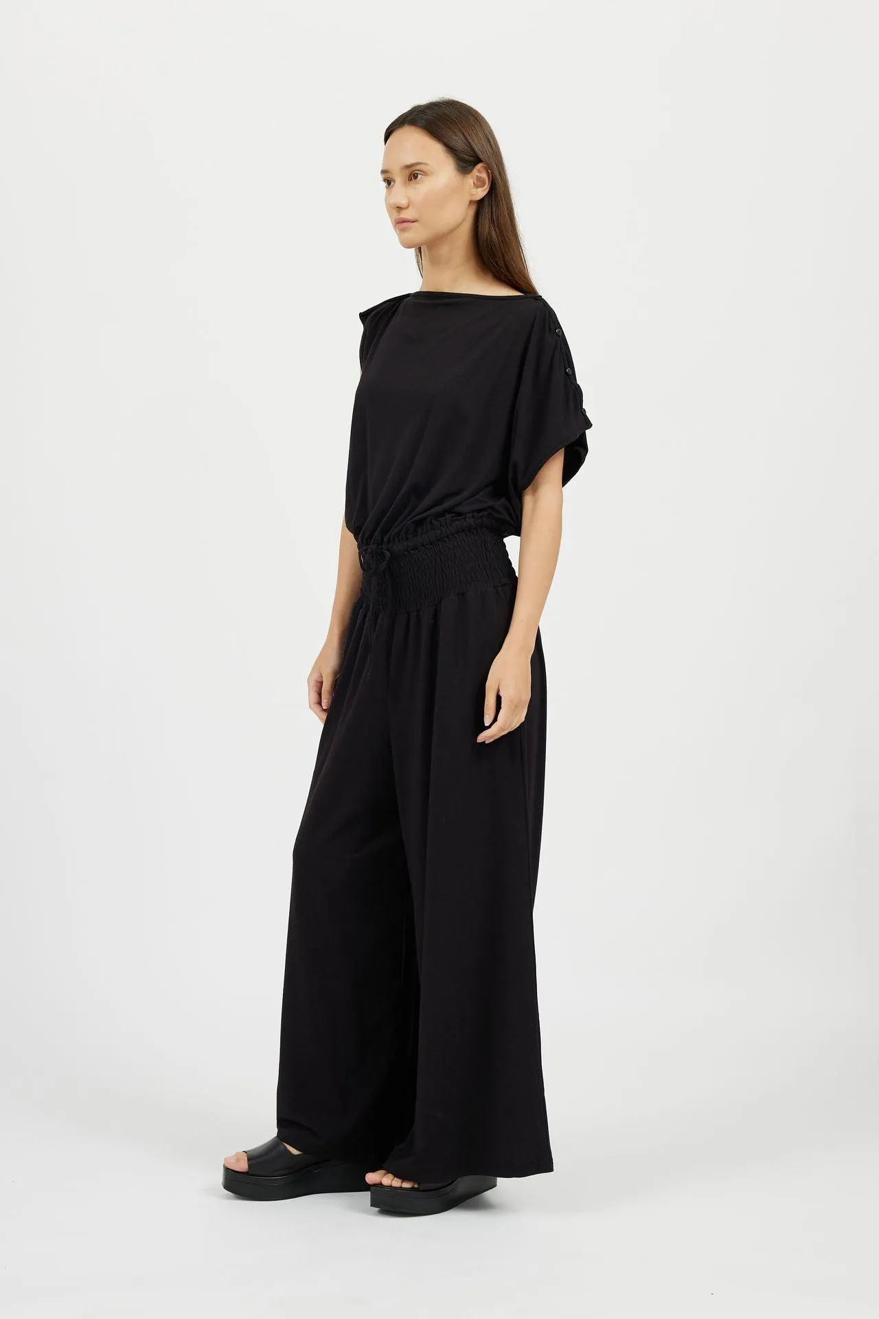 Bamboo Asymmetric Draped Jumpsuit