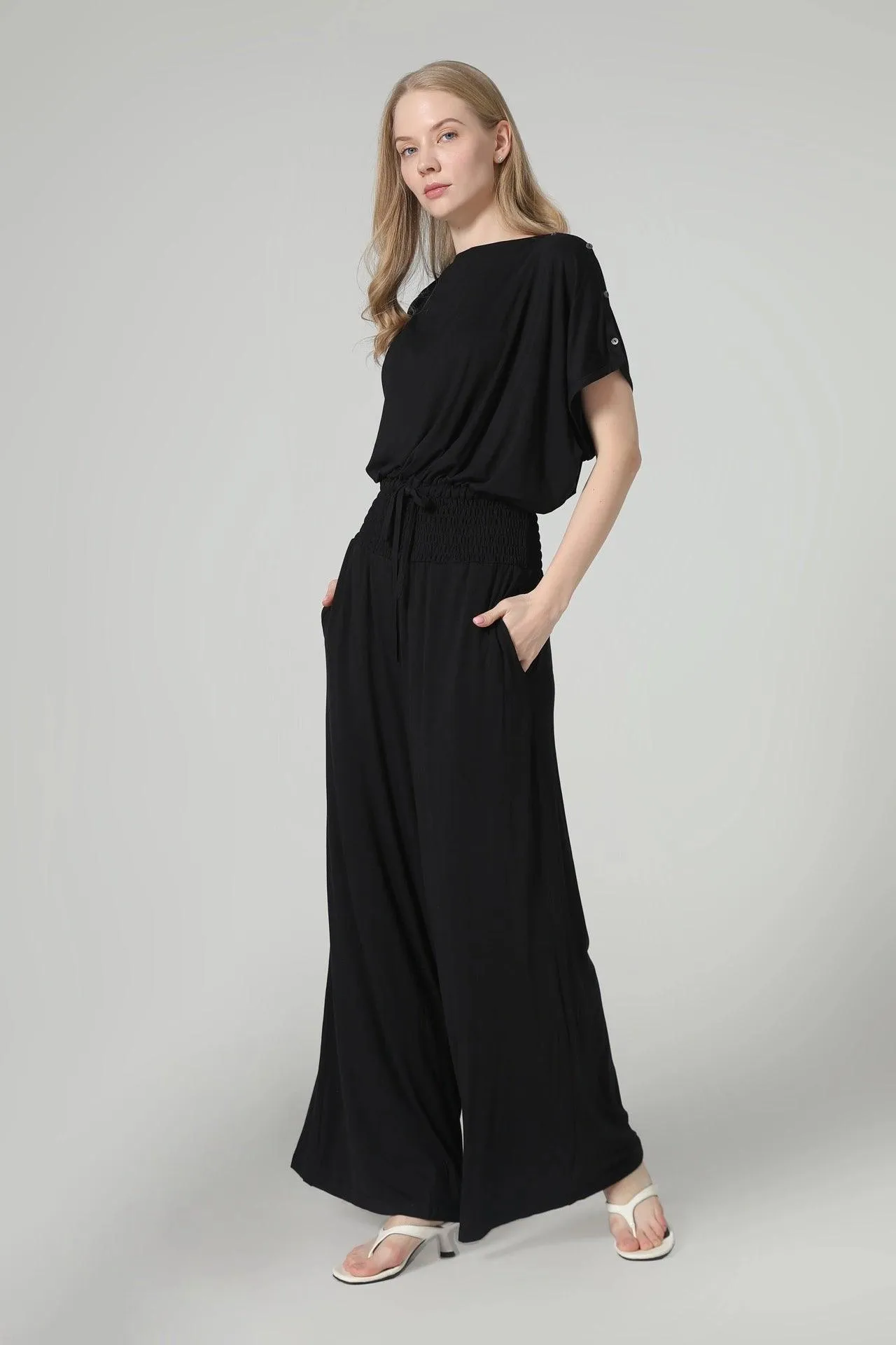 Bamboo Asymmetric Draped Jumpsuit