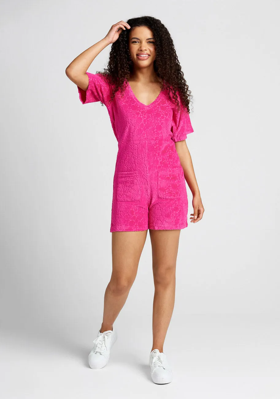 Beach Chaser Velour Romper Sweet Berry