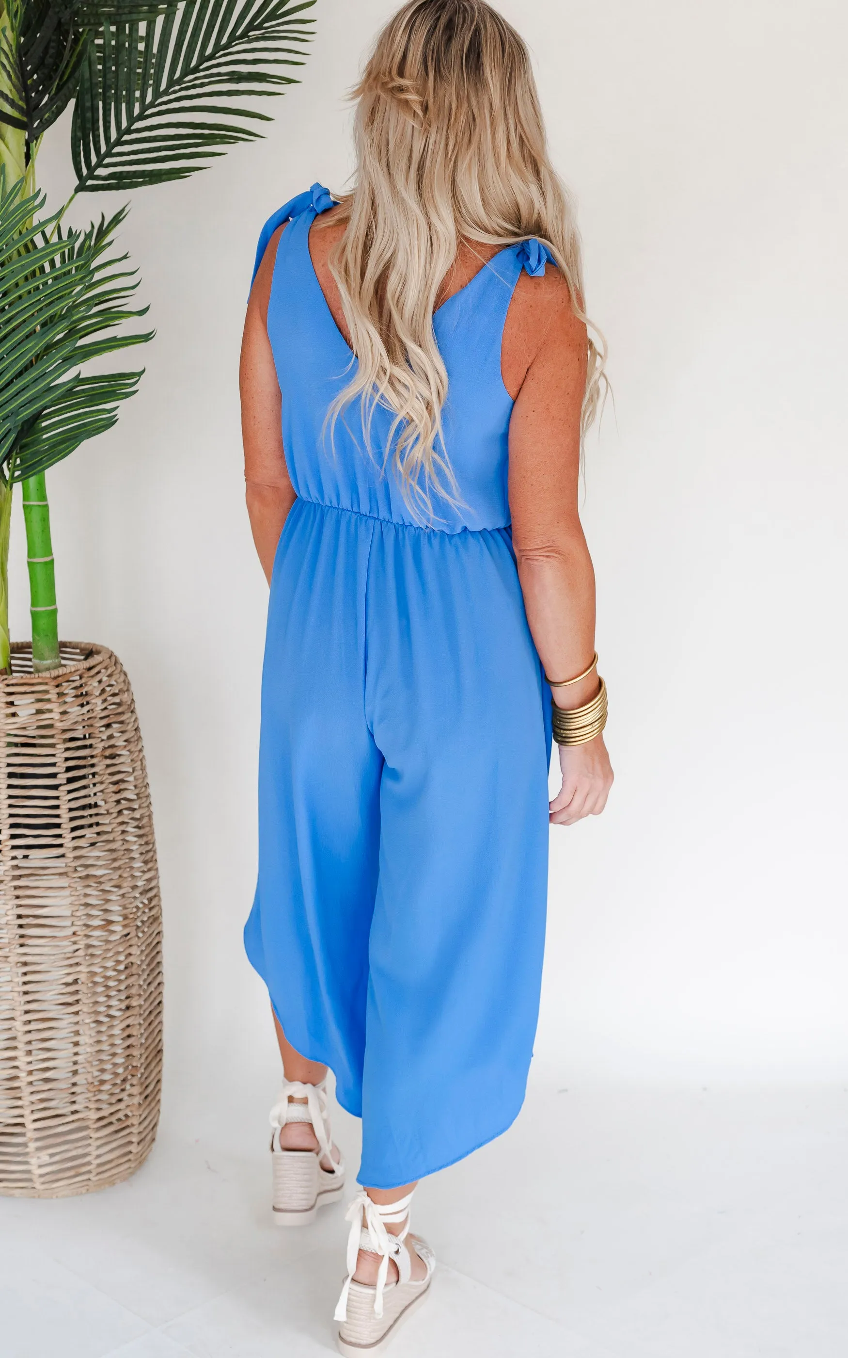 Before the Party Textured Tie Shoulder Jumpsuit - Final Sale