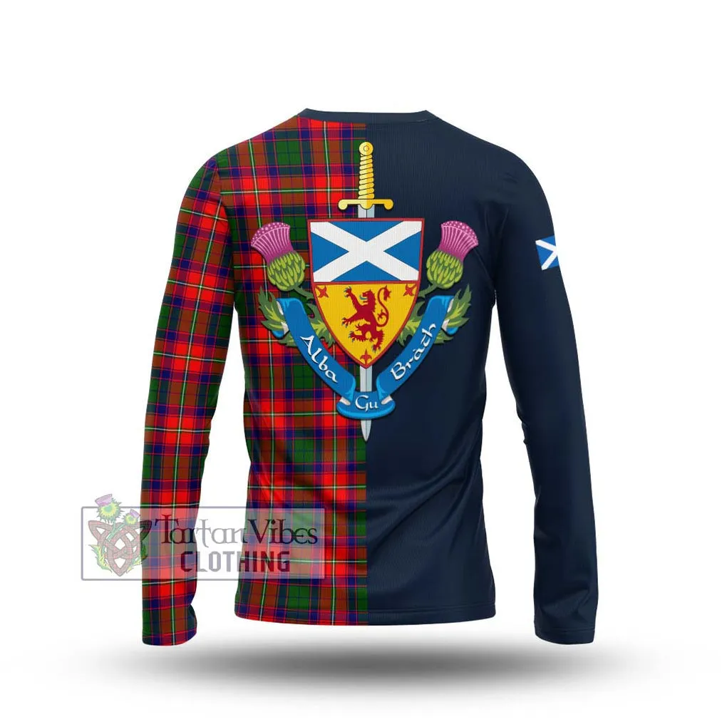 Belsches Tartan Long Sleeve T-Shirt Alba with Scottish Lion Royal Arm Half Style