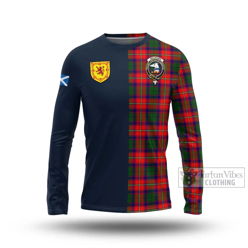 Belsches Tartan Long Sleeve T-Shirt Alba with Scottish Lion Royal Arm Half Style