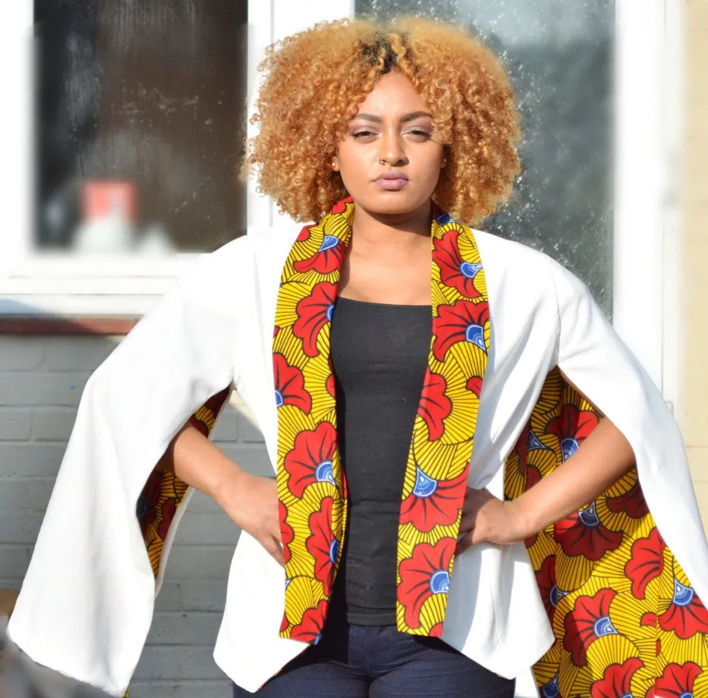 Bespoke Cape Blazer made with Ankara Print Fabric