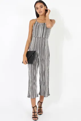 Black & White Pleated Tie back Jumpsuit- Dublin