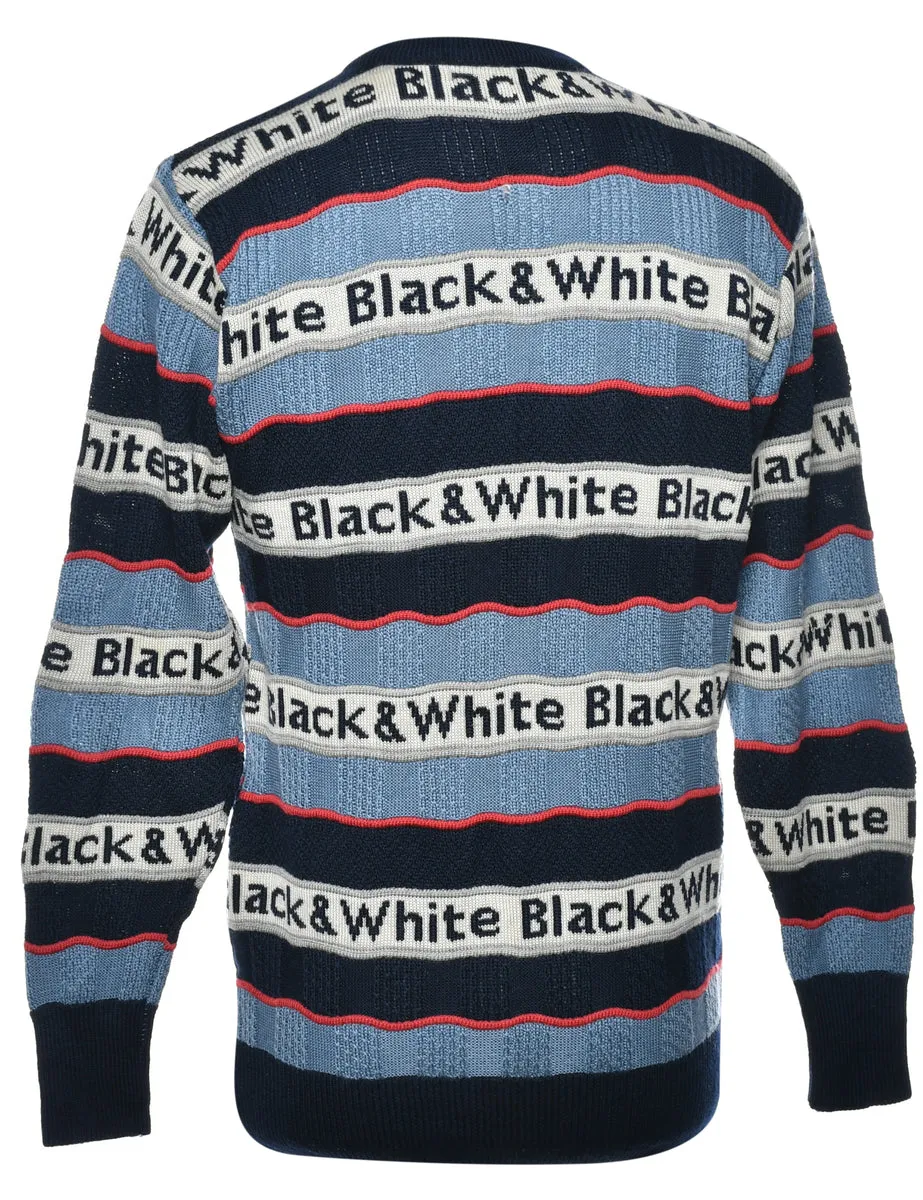 Black & White Striped Jumper - L