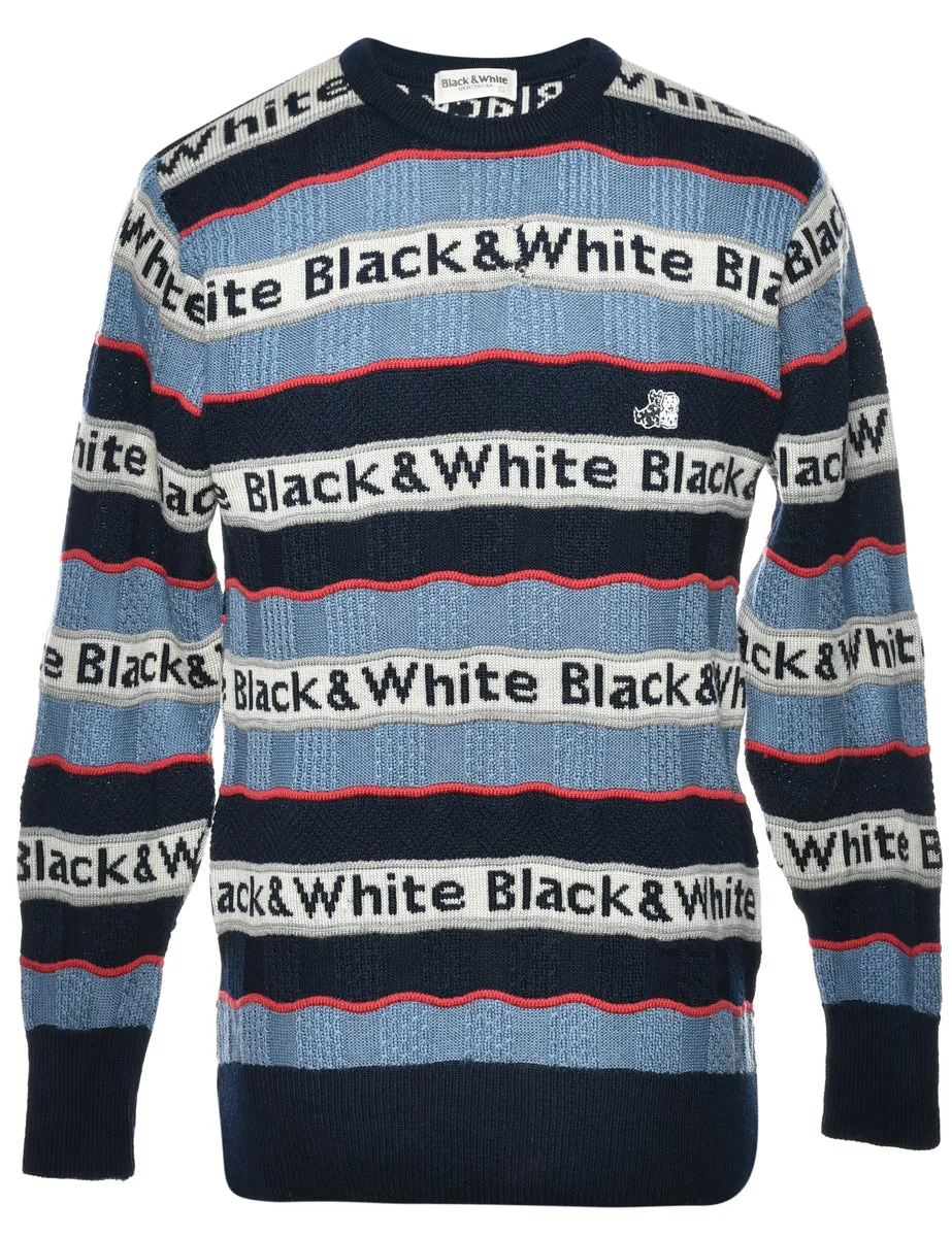 Black & White Striped Jumper - L