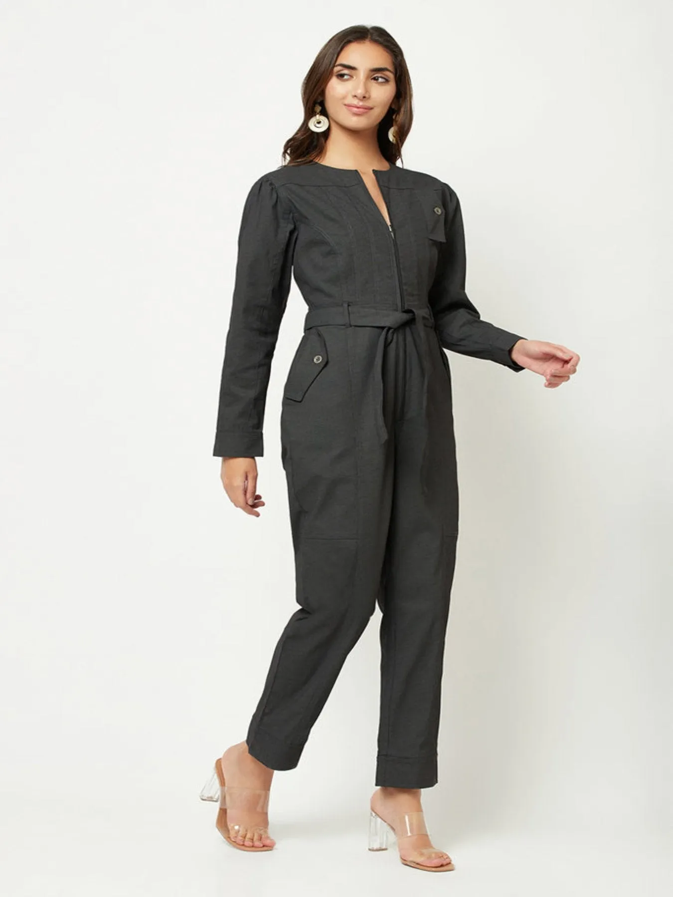 Black Txt Jumpsuit