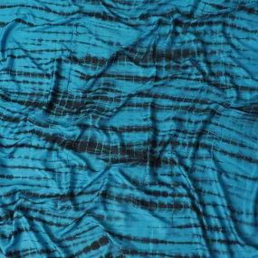 Blue, Black blended viscose fabric with tie and die print in fancy design-D12097