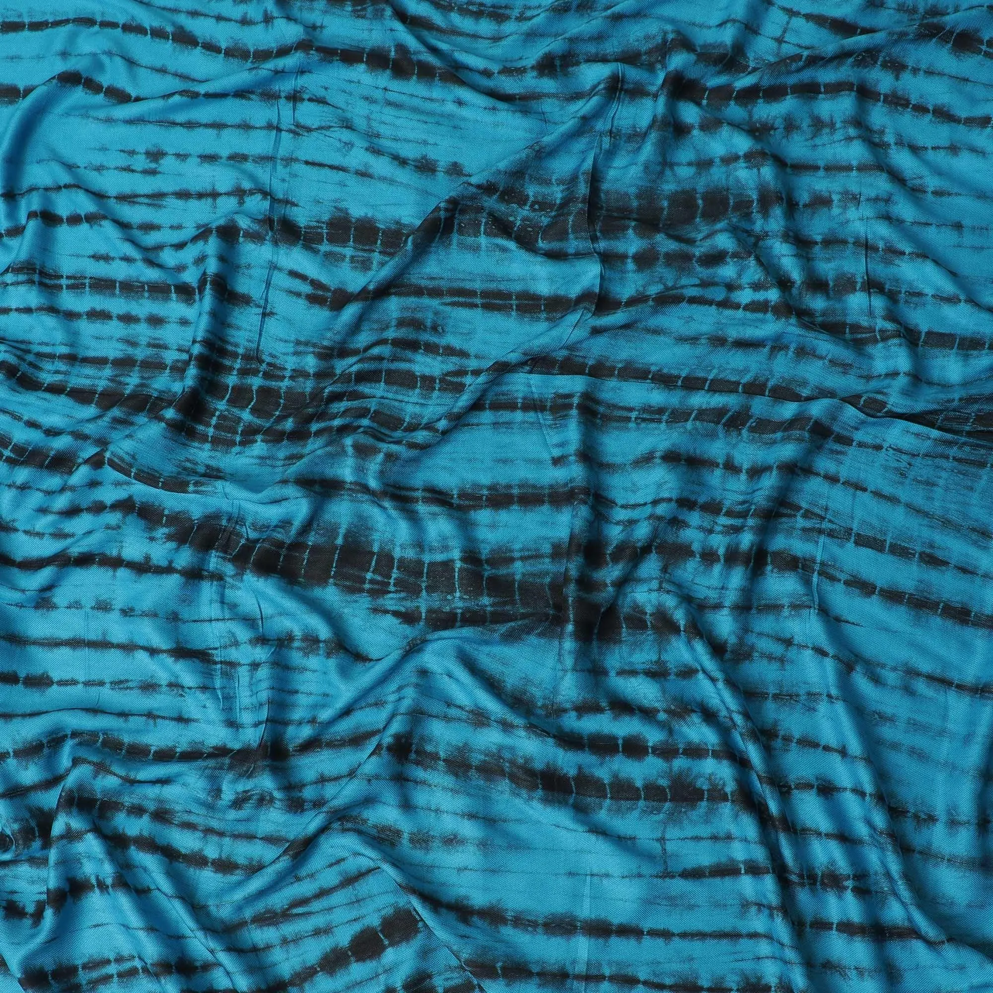 Blue, Black blended viscose fabric with tie and die print in fancy design-D12097