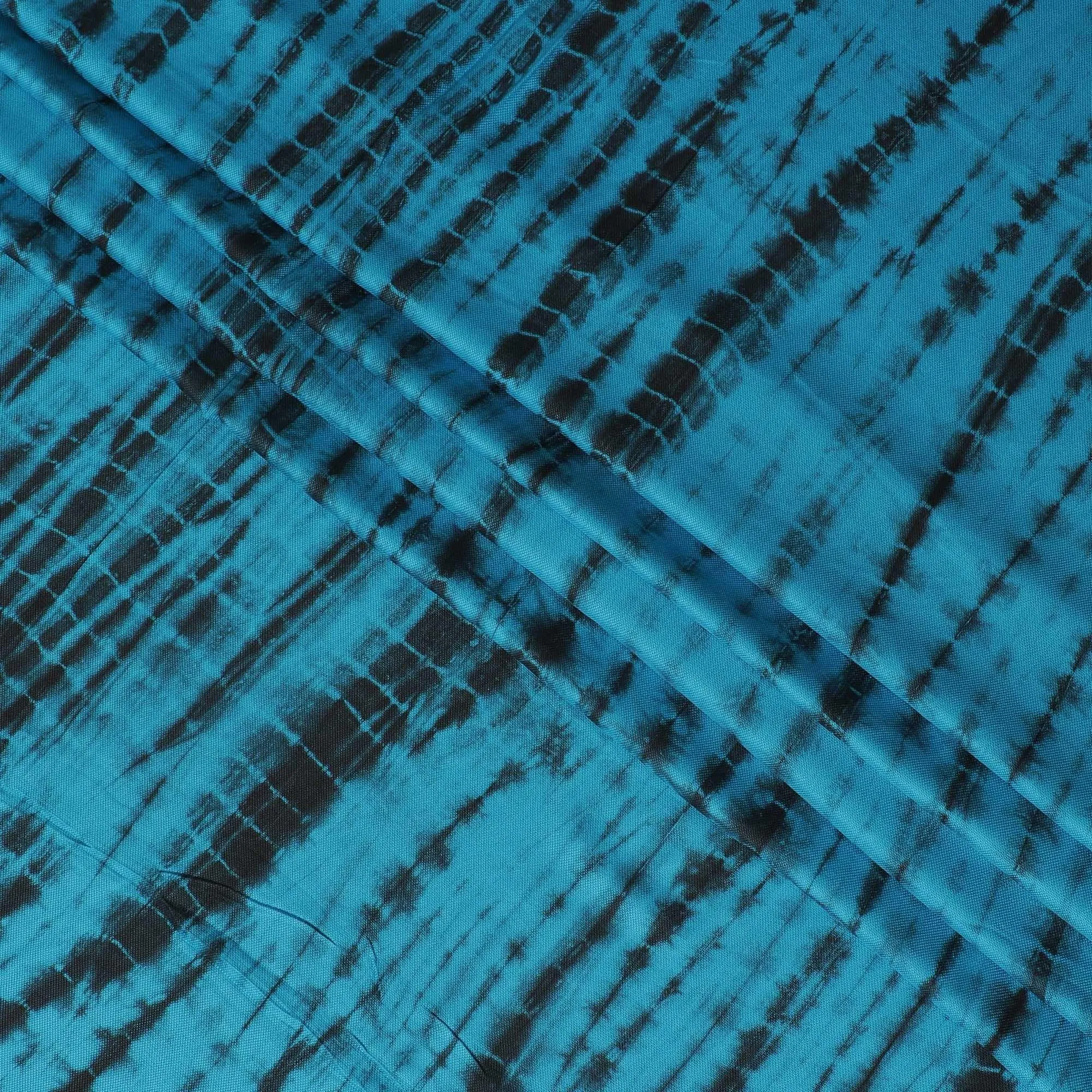 Blue, Black blended viscose fabric with tie and die print in fancy design-D12097