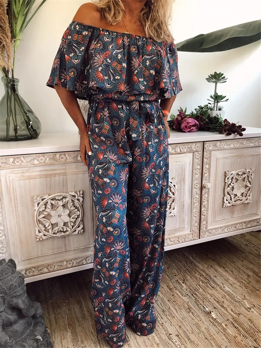 Bohemian Vintage Elegant Floral Jumpsuit