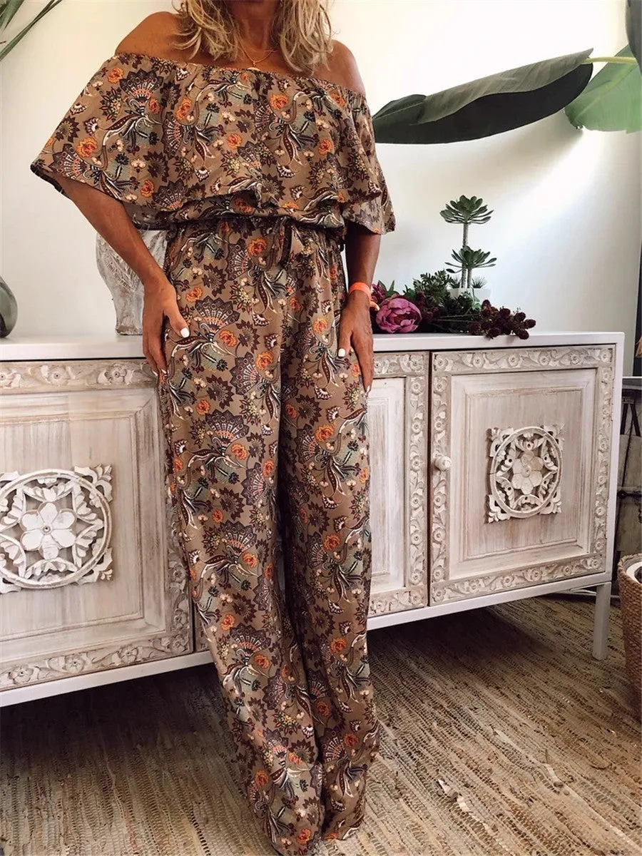 Bohemian Vintage Elegant Floral Jumpsuit