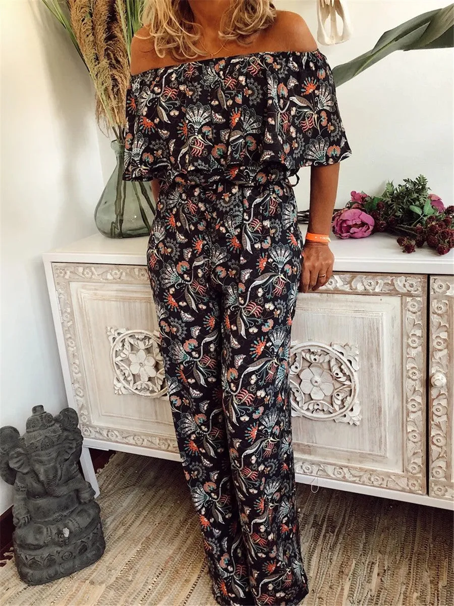 Bohemian Vintage Elegant Floral Jumpsuit