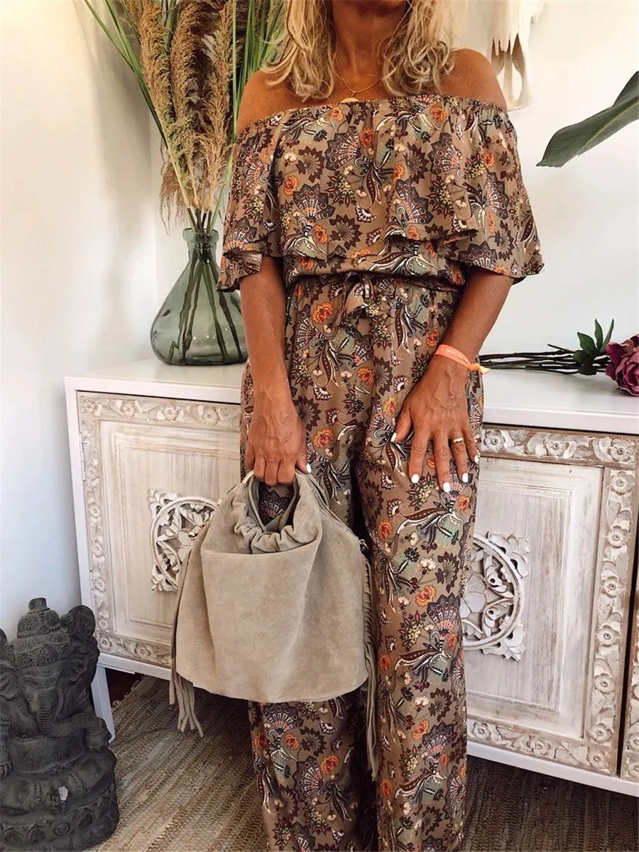 Bohemian Vintage Elegant Floral Jumpsuit