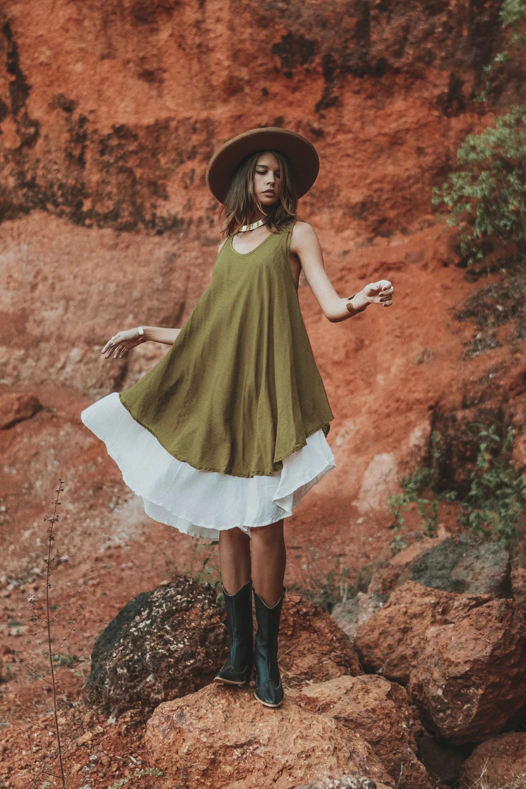 Boho Dress Momoko Olive