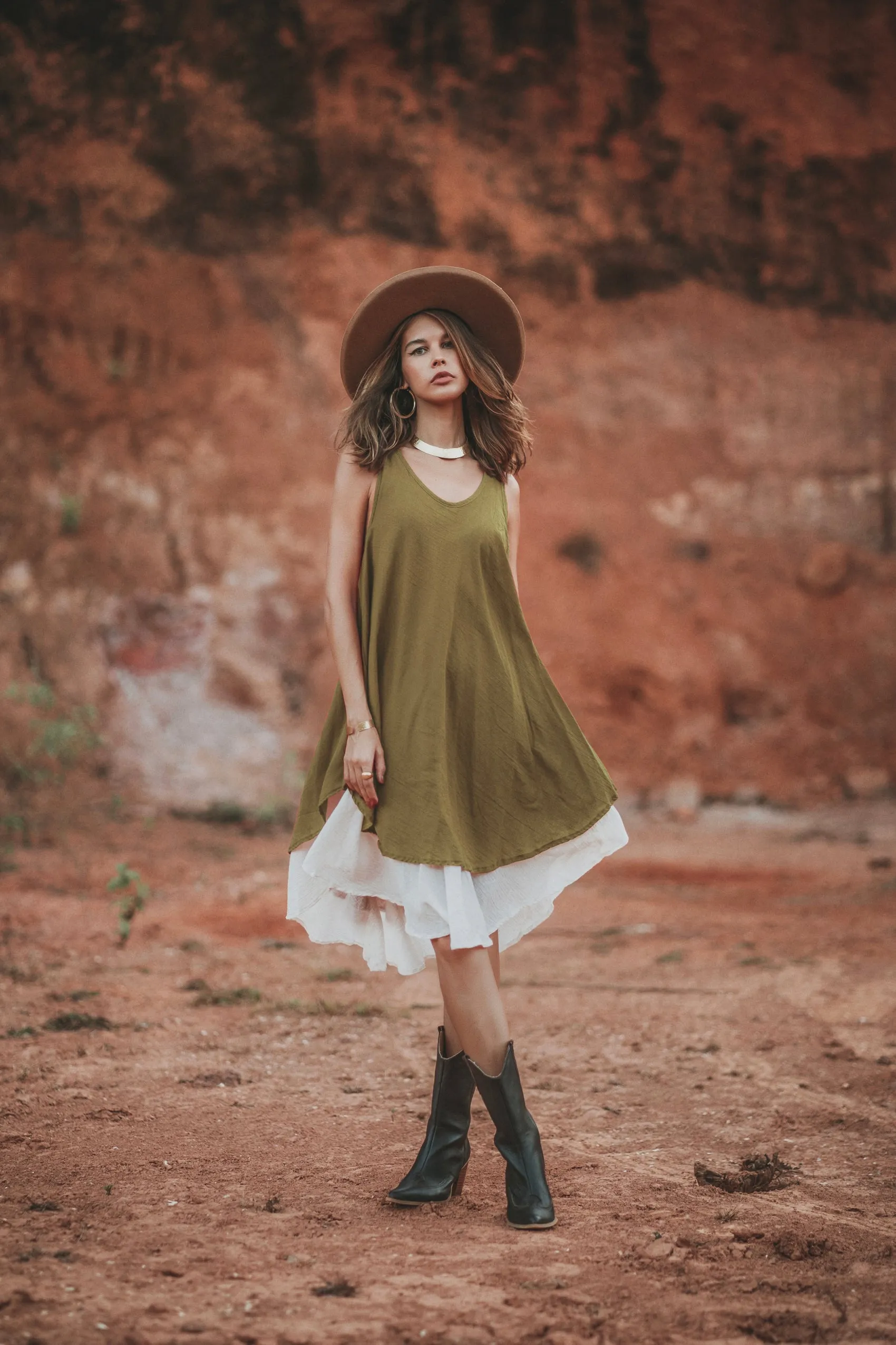 Boho Dress Momoko Olive