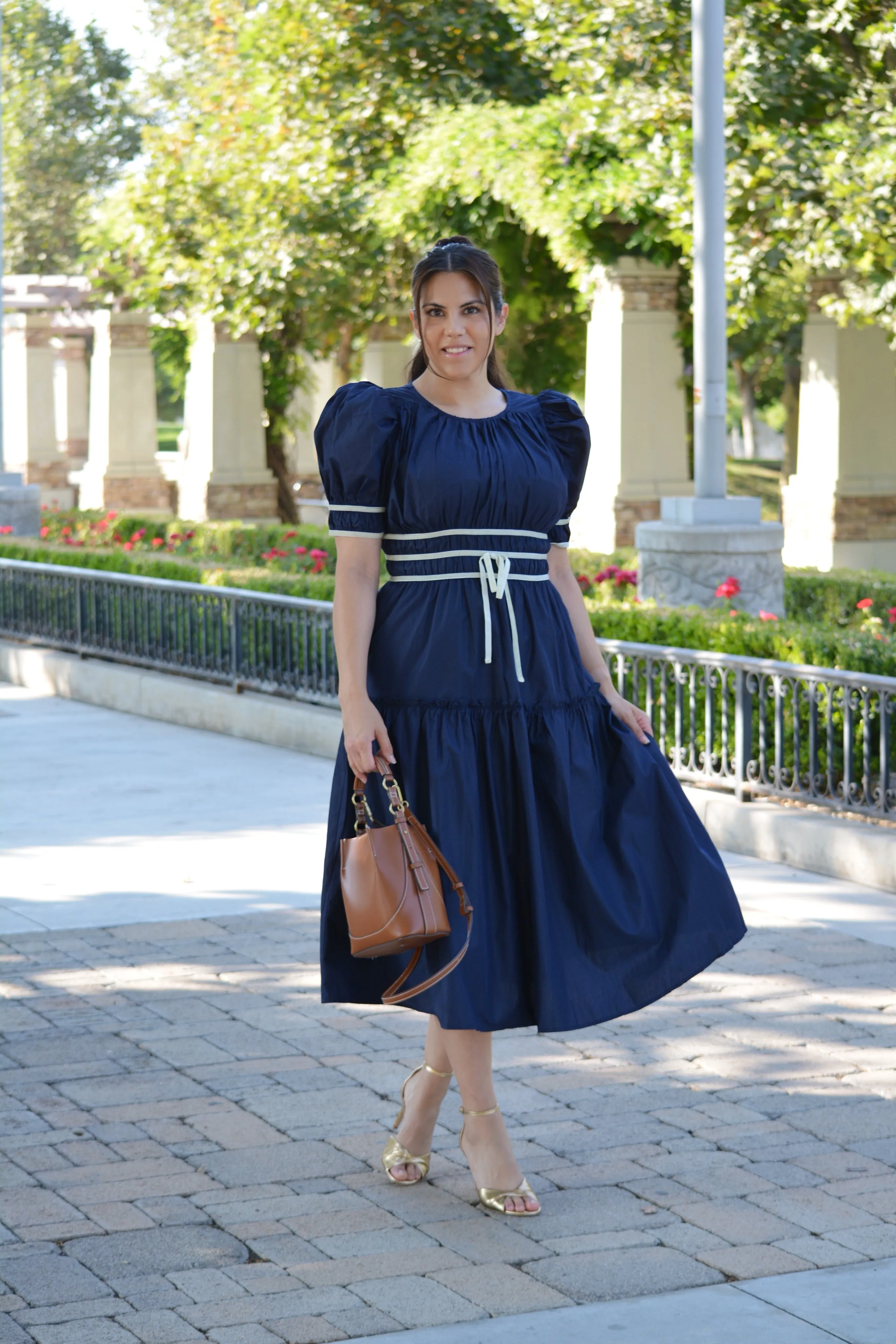 Brooklyn Navy Ribbon Midi Dress